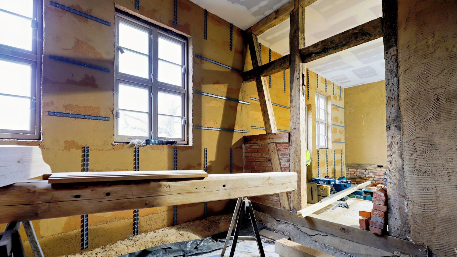 Hof Drögemühle - Landwirtschaft - Lehmarbeiten in der Mühle